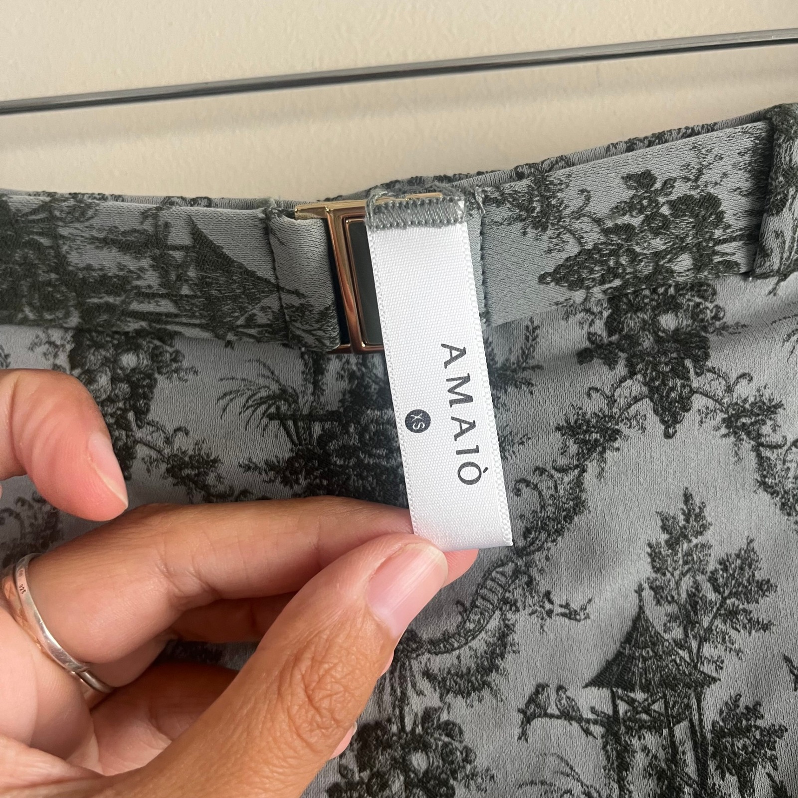 Amaio Swim Fleur High Waist Bikini Bottom Grey Toile Belted Xs Coquette Baroque — image 6 of 8